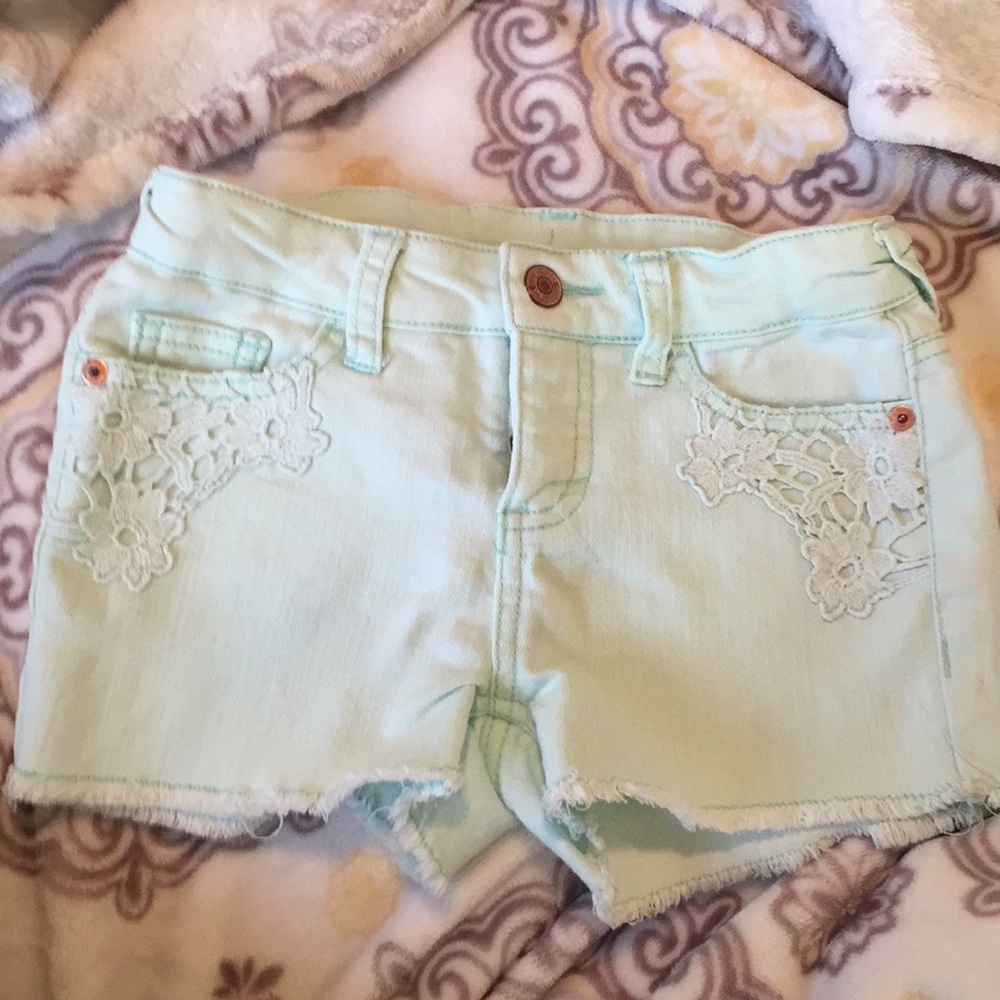 mint denim shorts